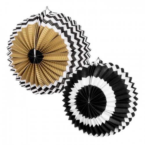 SET 2 FAROLILLOS DISEÑO BLANCO/NEGRO/ORO