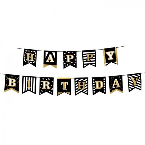 HAPPY BIRTHDAY ORO/BLANCO/NEGR 2MT
