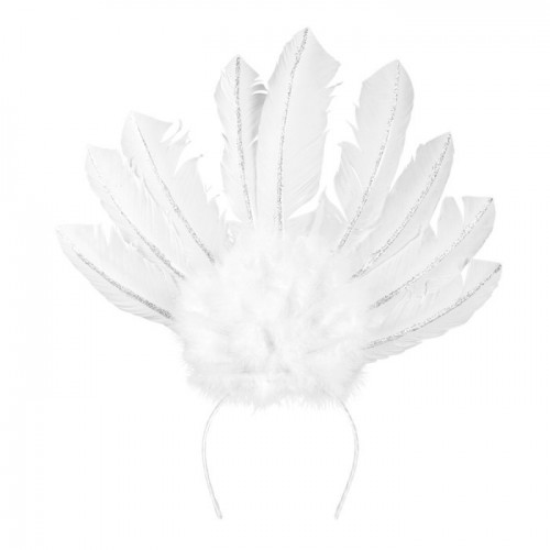DIADEMA TOCADO PLUMAS SAMBA BLANCA