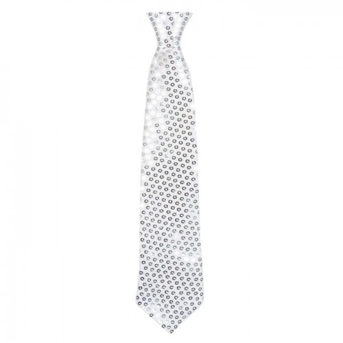   CORBATA CON LENTEJUELAS PLATA 40CM