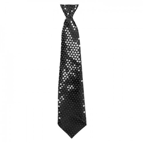   CORBATA CON LENTEJUELAS NEGRO 40CM