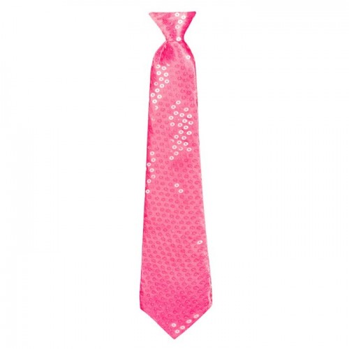   CORBATA CON LENTEJUELAS ROSA 40CM