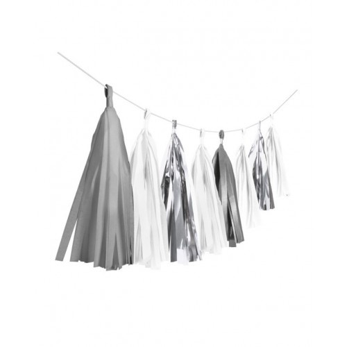 GUIRNALDA POMPON PLATA BLANCO 3,04MT