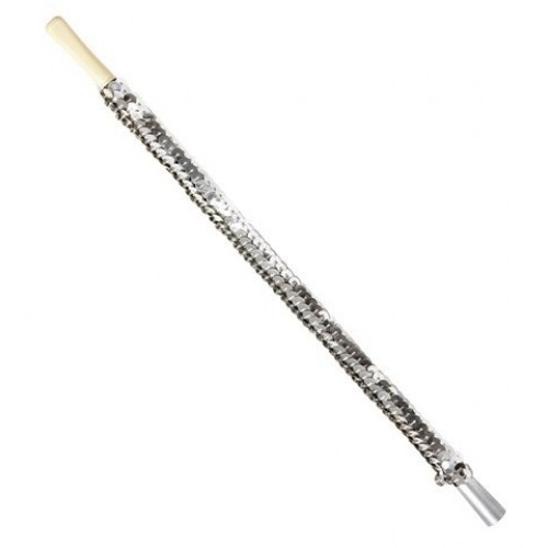 BOQUILLA CIGARRO LENTEJUELAS PLATA 30CM