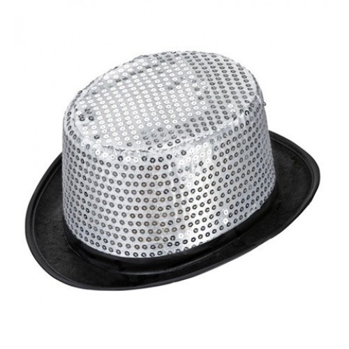 SOMBRERO COPA LENTEJUELAS PLATA