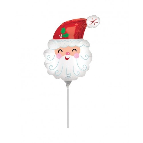 GLOBO 9" PALO FOIL CARA PAPA NOEL