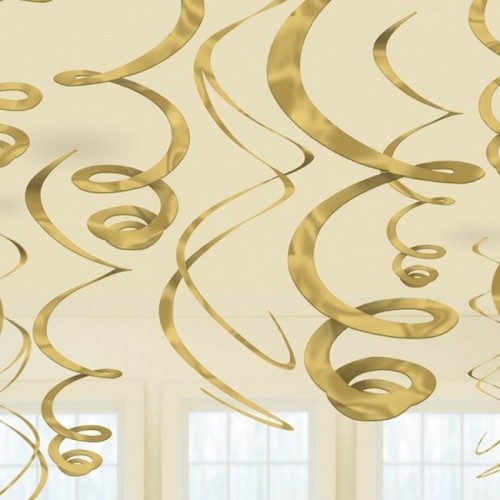   12 TIRAS ESPIRAL METAL ORO 55CM