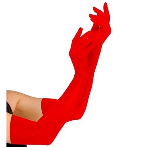  GUANTES ADUL LARGOS SATEN ROJO 60CM