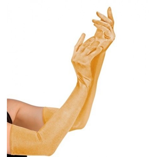 GUANTES ADULTO LARGOS SATEN ORO 60CM