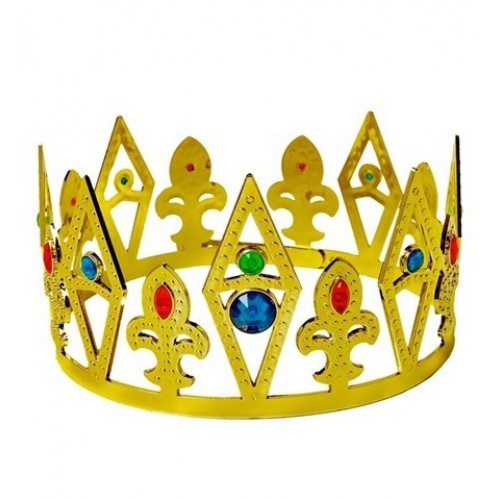 CORONA REY ORO CON PIEDRAS COLORES