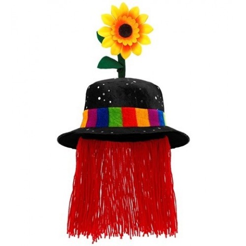 SOMBRERO PAYASO NEGRO CON GIRASOL