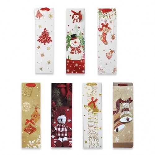 BOLSA BOTELLA DISEÑO NAVIDAD 36X13X8CM