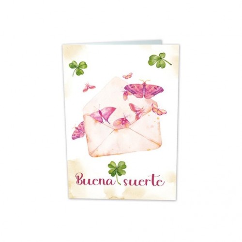 TARJETA BUENA SUERTE MARIPOSAS  