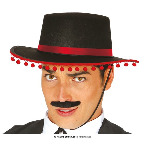 SOMBRERO NEGRO CORDOBES C/BORLAS