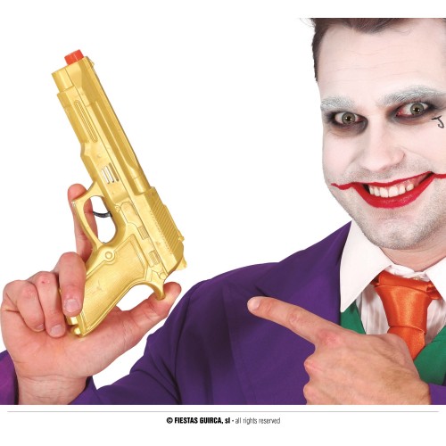 $D  PISTOLA JOKER ORO 22 CM