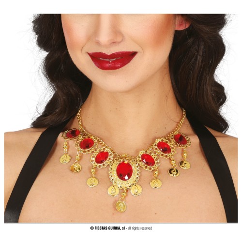COLLAR METAL ORO PIEDRAS ROJAS ZINGARA