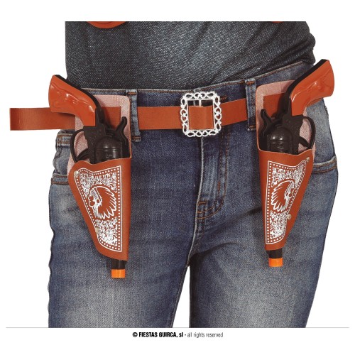 CARTUCHERA MARRON CON 2 PISTOLAS 20CM