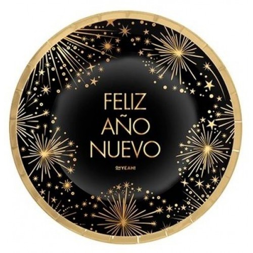   6 PLATOS FELIZ AÑO NUEVO 23CM