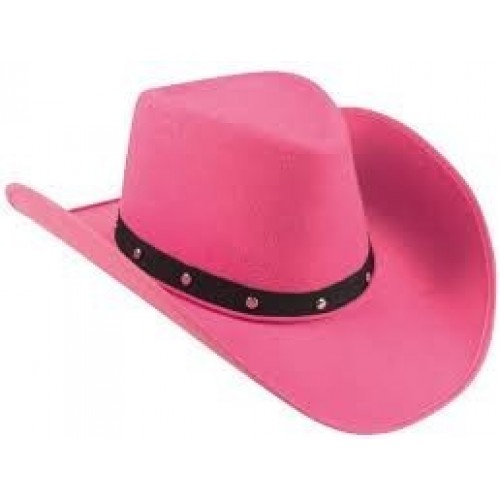 SOMBRERO VAQUERO ROSA CINTA TACHUELA