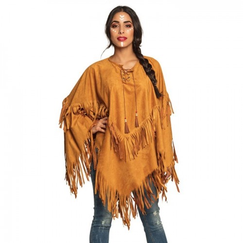 PONCHO T-UNICA FLECOS MARRON INDIA