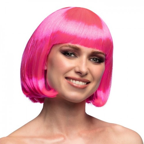 PELUCA CORTA CON FLECOS BOB FUCSIA