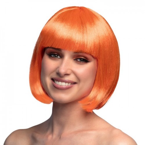    PELUCA CORTA C/FLECOS BOB NARANJA