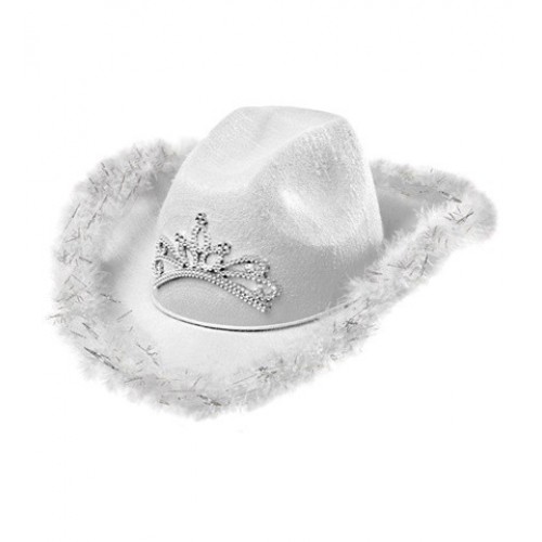 SOMBRERO VAQUERA BLANCO CON TIARA