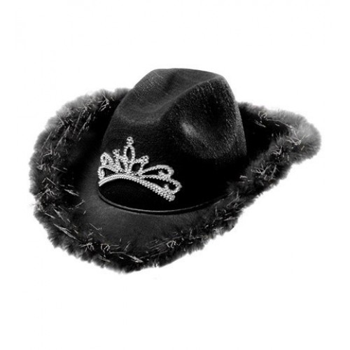 SOMBRERO VAQUERA NEGRO CON TIARA