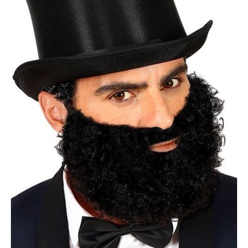 BARBA CON BIGOTE RIZADA Y NEGRA
