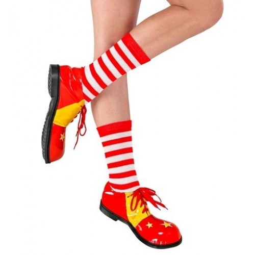 CALCETINES ADULTO PAYASO RAYAS BNCO/ROJO