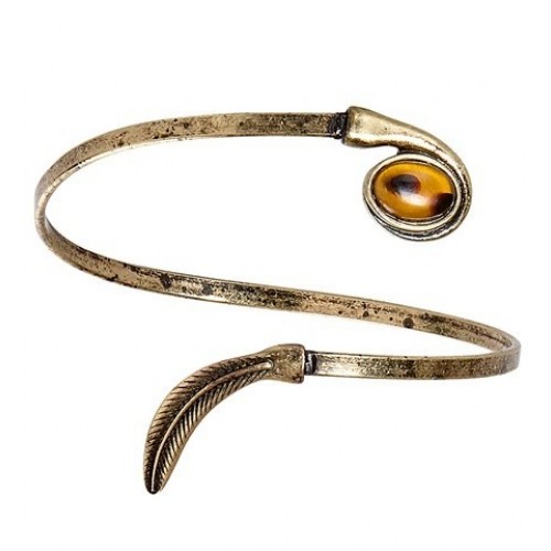 PULSERA GRIEGA HOJA ORO CON GEMA