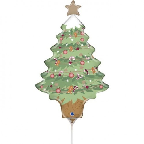 GLOBO 14" PALO FOIL FORMA ARBOL NAVIDA
