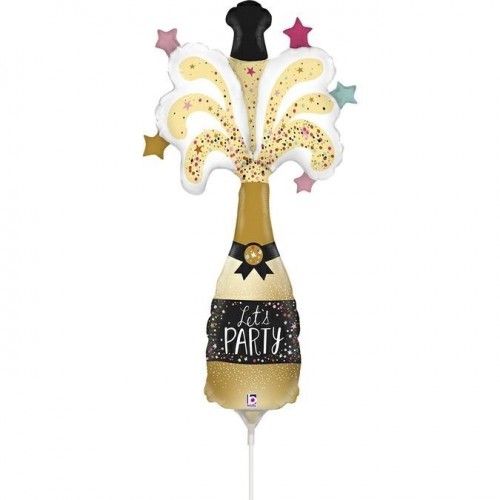 GLOBO 14" PALO FOIL BOTELLA CHAMPAN