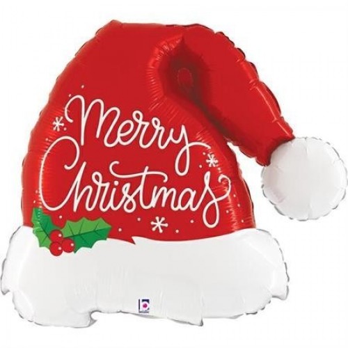 GLOBO 28" FOIL FORMA GORRO NAVIDAD