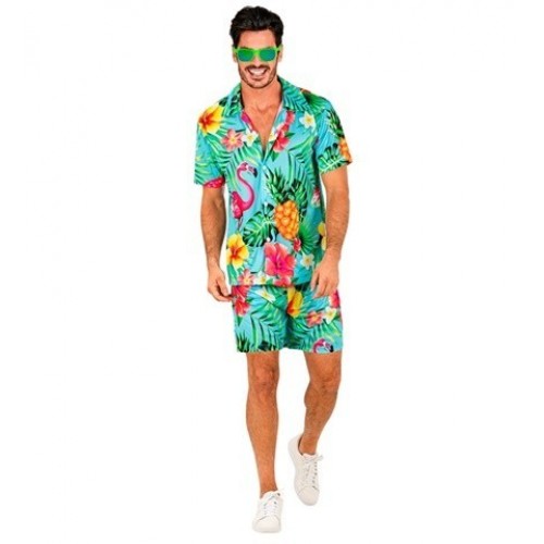 DISFRAZ T-S/M CHICO HAWAIANO TURQUESA
