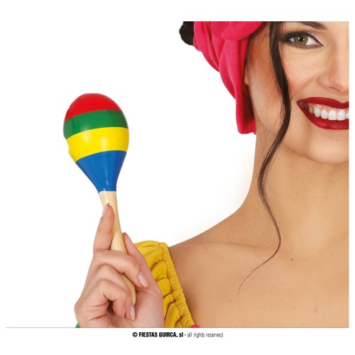 MARACA MADERA MULTICOLOR 20CM