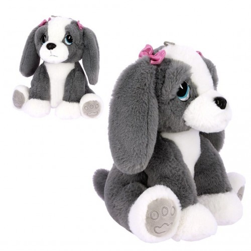 PELUCHE PERRITA LAZOS ROSA 28CM