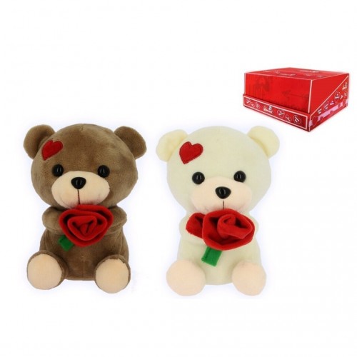 PELUCHE OSO CON ROSA 15CM