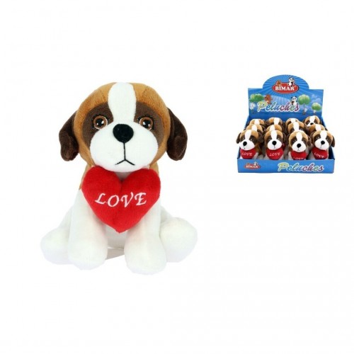 PELUCHE PERRO SAN BERNARDO CORAZON 16CM