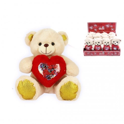 PELUCHE OSO CORAZON BRILLO 18CM