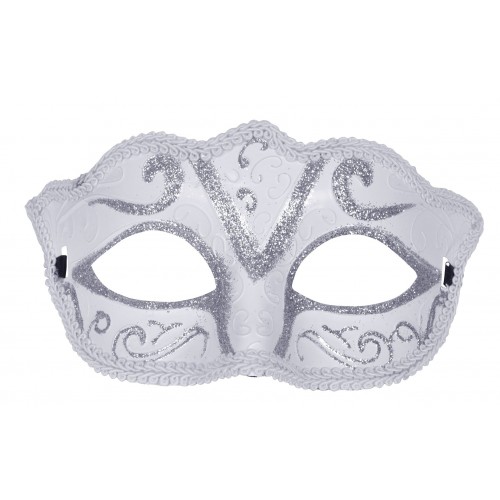 MASCARA VENECIANA BLANCA PLATA