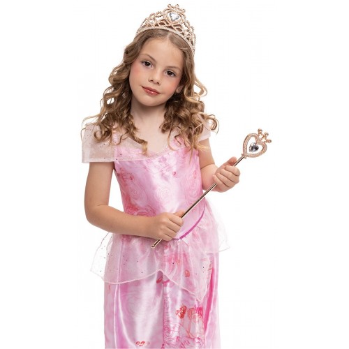 SET TIARA VARITA PRINCESA ORO ROSA