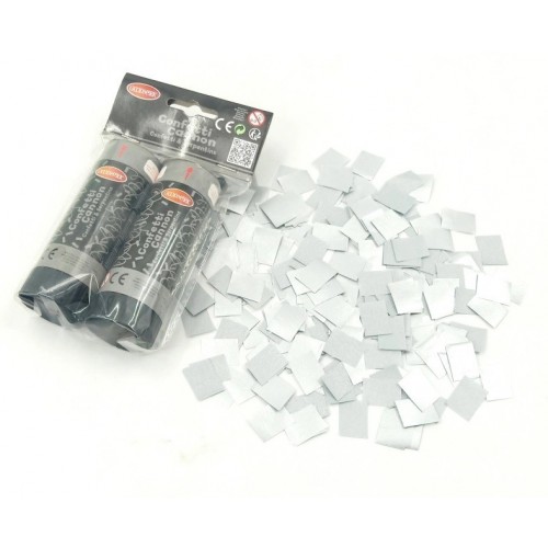 2 MINI CAÑON CONFETI PAPEL PLATA 11CM