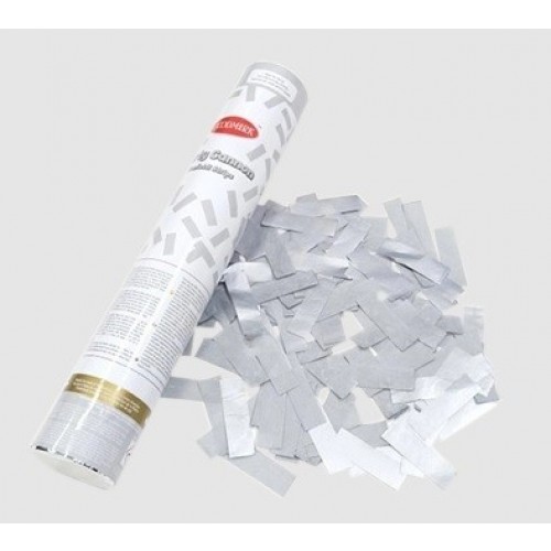 CAÑON CONFETI PAPEL PLATA 27CM