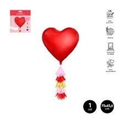 GLOBO 30" FOIL FORMA CORAZON ROJO