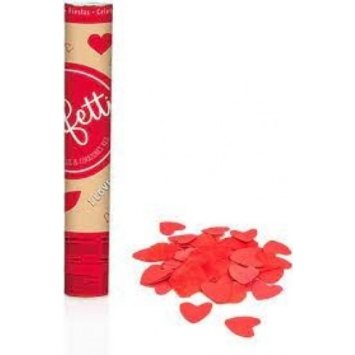 CAÑON CONFETI PETALOS CORAZON ROJO 100CM