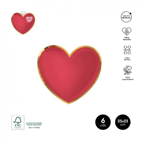 6 PLATOS FORMA CORAZON 25X23CM