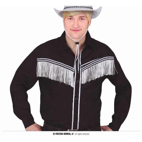 CAMISA T-M VAQUERO NEGRO FLECO PLATA