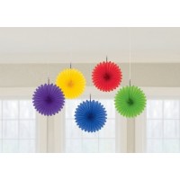   5 ABANICOS MULTICOLOR 15CM