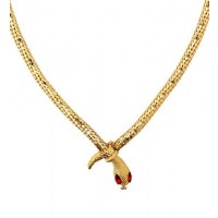COLLAR SERPIENTE ORO CON GEMAS ROJAS